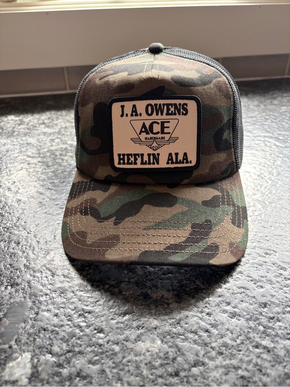 NEW J.A. Owens ACE Heflin Ala. Camouflage Trucker Hat